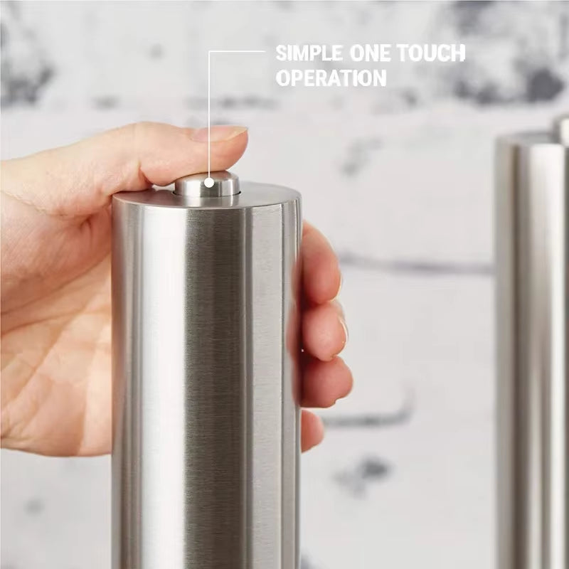 Electric Salt Pepper Grinder Set One Handed Operation Stainless Steel Spice Mill with Light Automatic Pepper Grinde for Kitchen