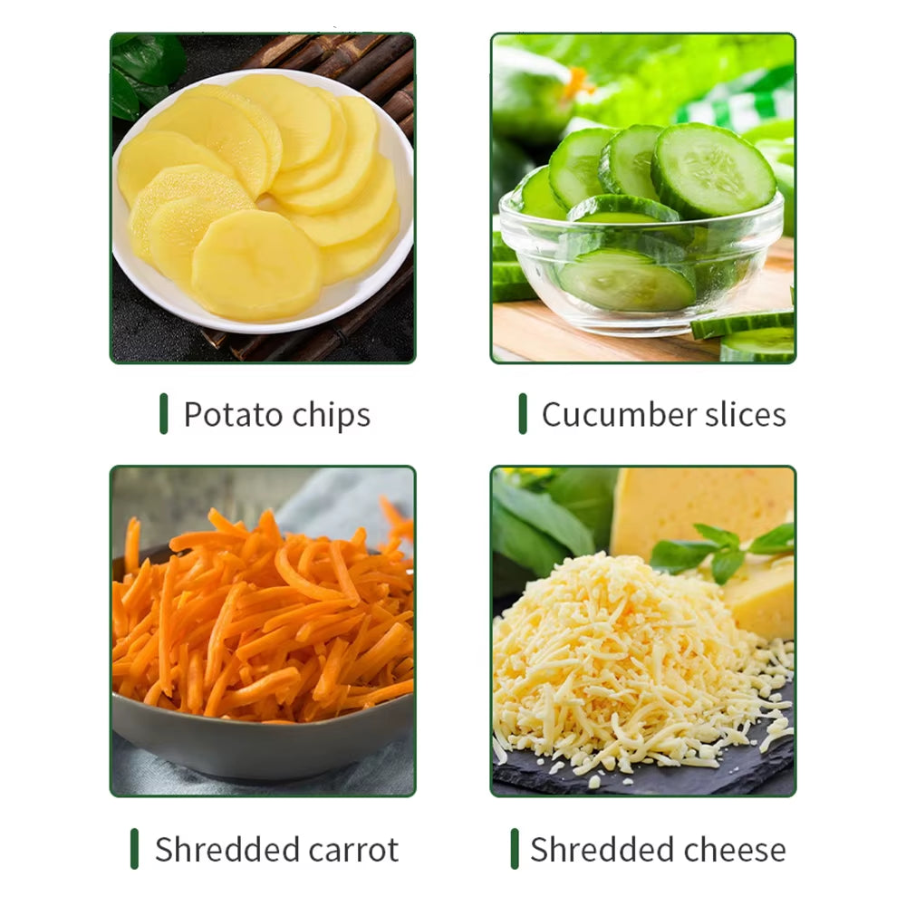 220V Electric Vegertable Cutter with 5Set Stainless Steel Blade 1000W Multifunction Potato Cucumber Carrot Slicer Food Processor