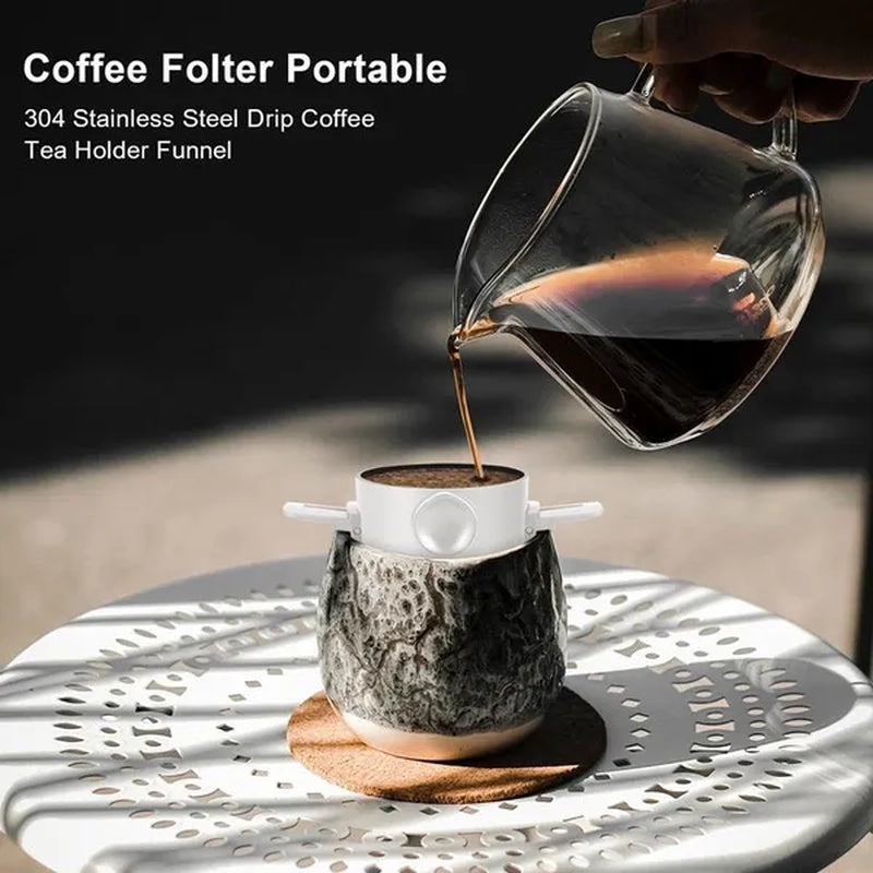 Portable Coffee Filter Stainless Steel Drip Coffee Tea Holder Reusable Coffee Dripper Household Drinkware Drop Filter Stainless Steel Filter Cup