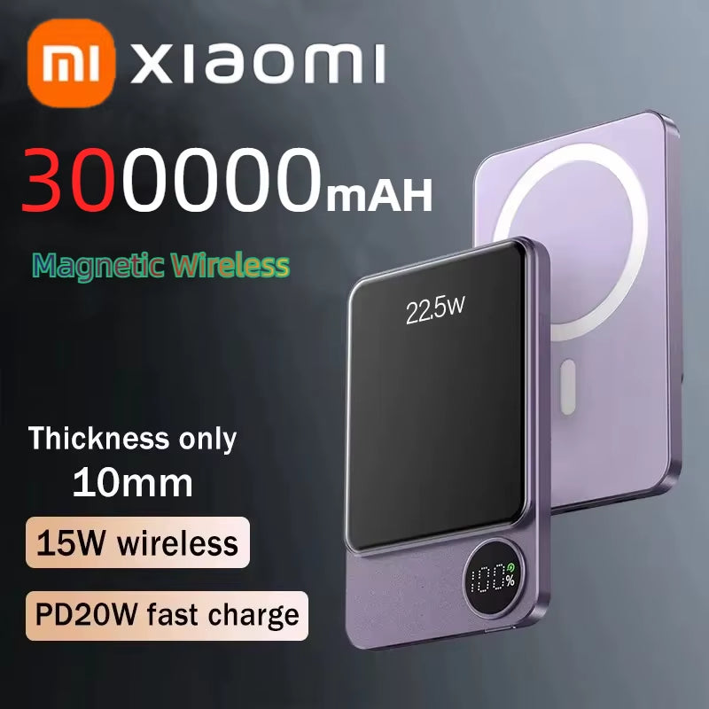 XIAOMI 30000Mah Alloy Magsafe Wireless Magnetic Power Bank Ultra Thin Fast Charging Portable Backup Battery for Iphone Samsung