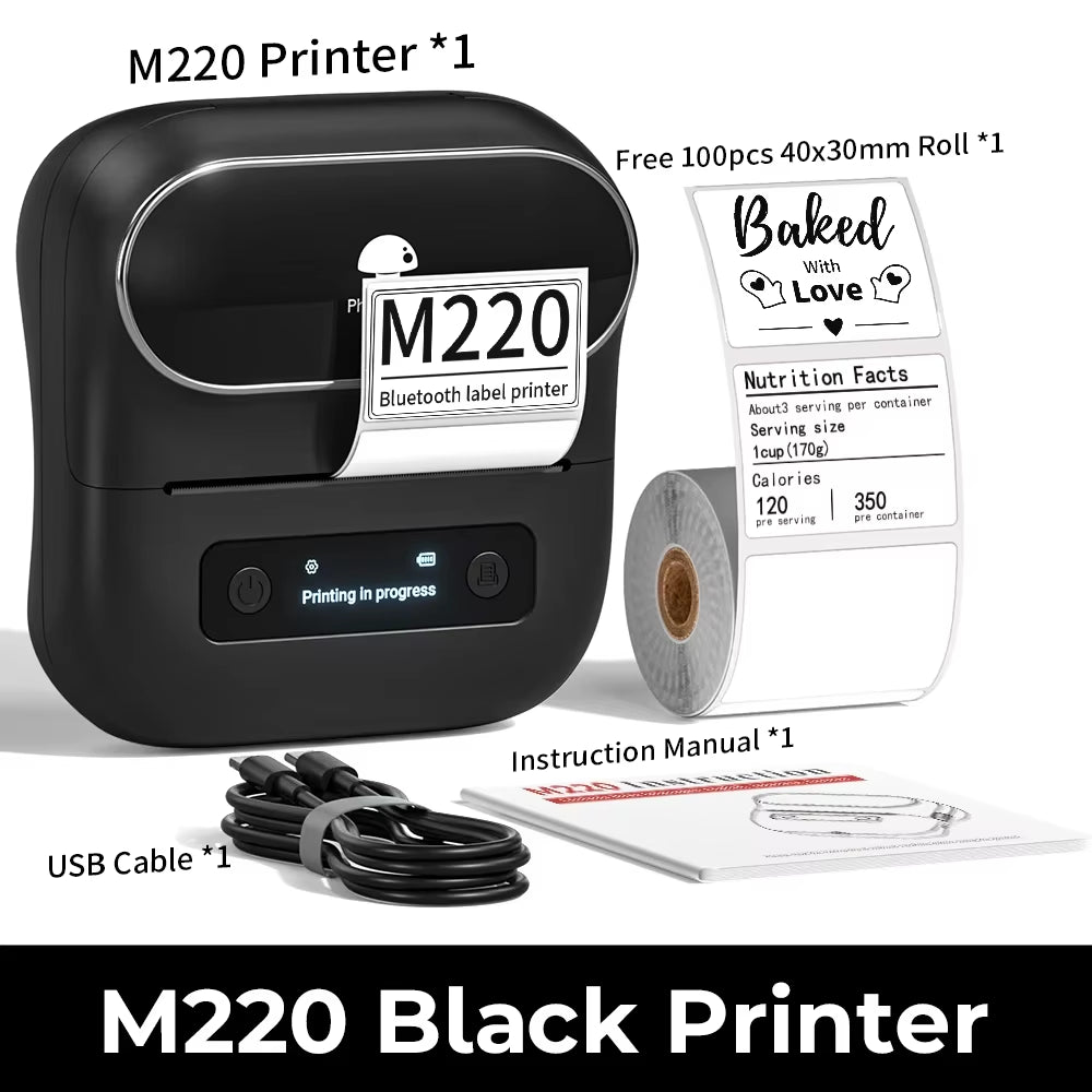 M220 Label Printer 75Mm Thermal Label Maker for Barcode Address Labeling Mailing File Folder Labels for Phone & PC