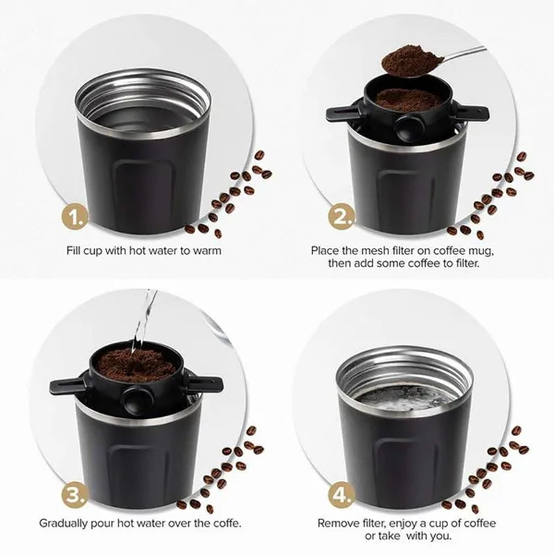 Portable Coffee Filter Stainless Steel Drip Coffee Tea Holder Reusable Coffee Dripper Household Drinkware Drop Filter Stainless Steel Filter Cup