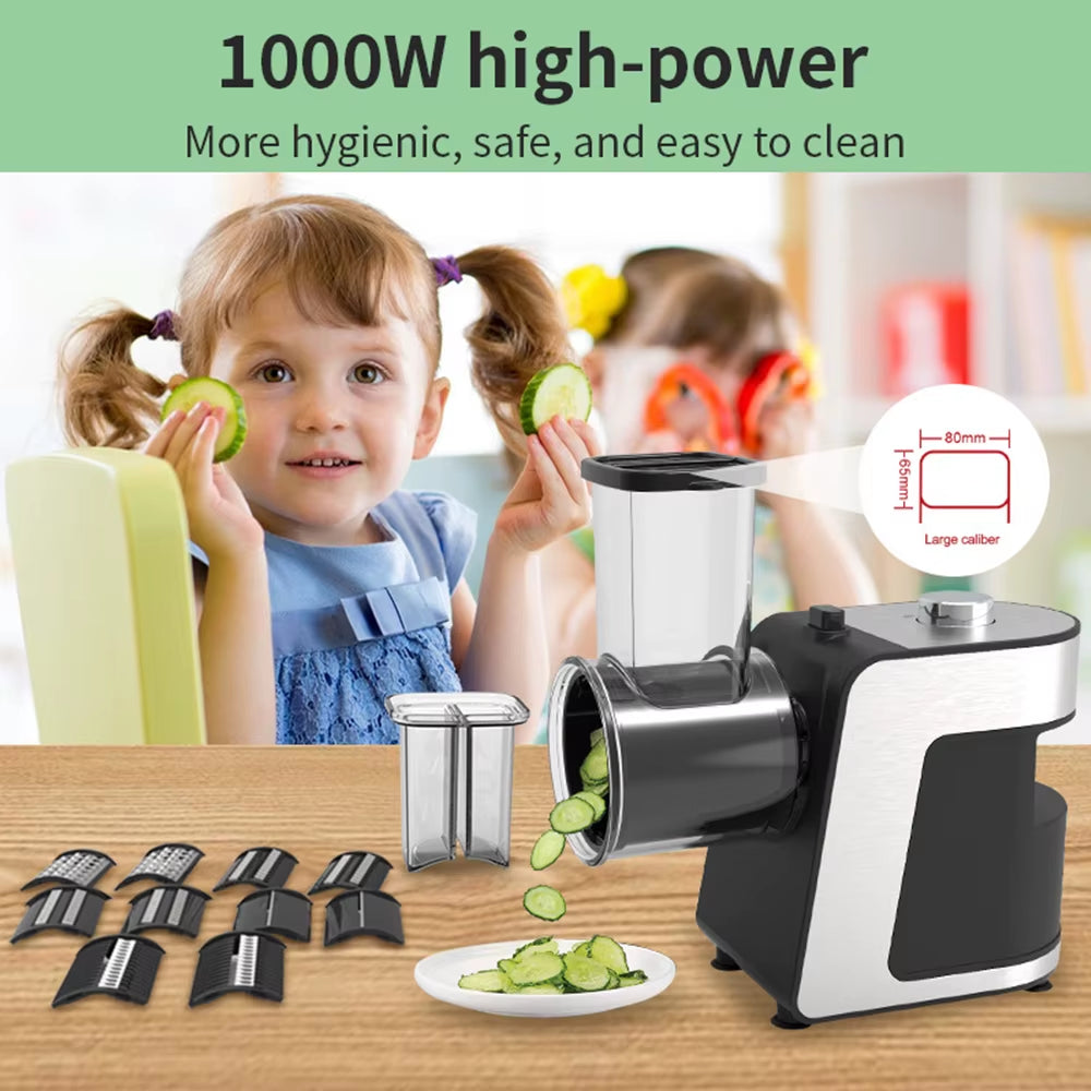 220V Electric Vegertable Cutter with 5Set Stainless Steel Blade 1000W Multifunction Potato Cucumber Carrot Slicer Food Processor