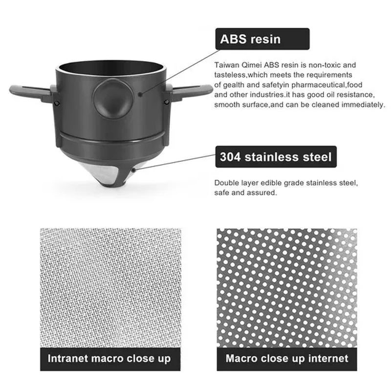 Portable Coffee Filter Stainless Steel Drip Coffee Tea Holder Reusable Coffee Dripper Household Drinkware Drop Filter Stainless Steel Filter Cup