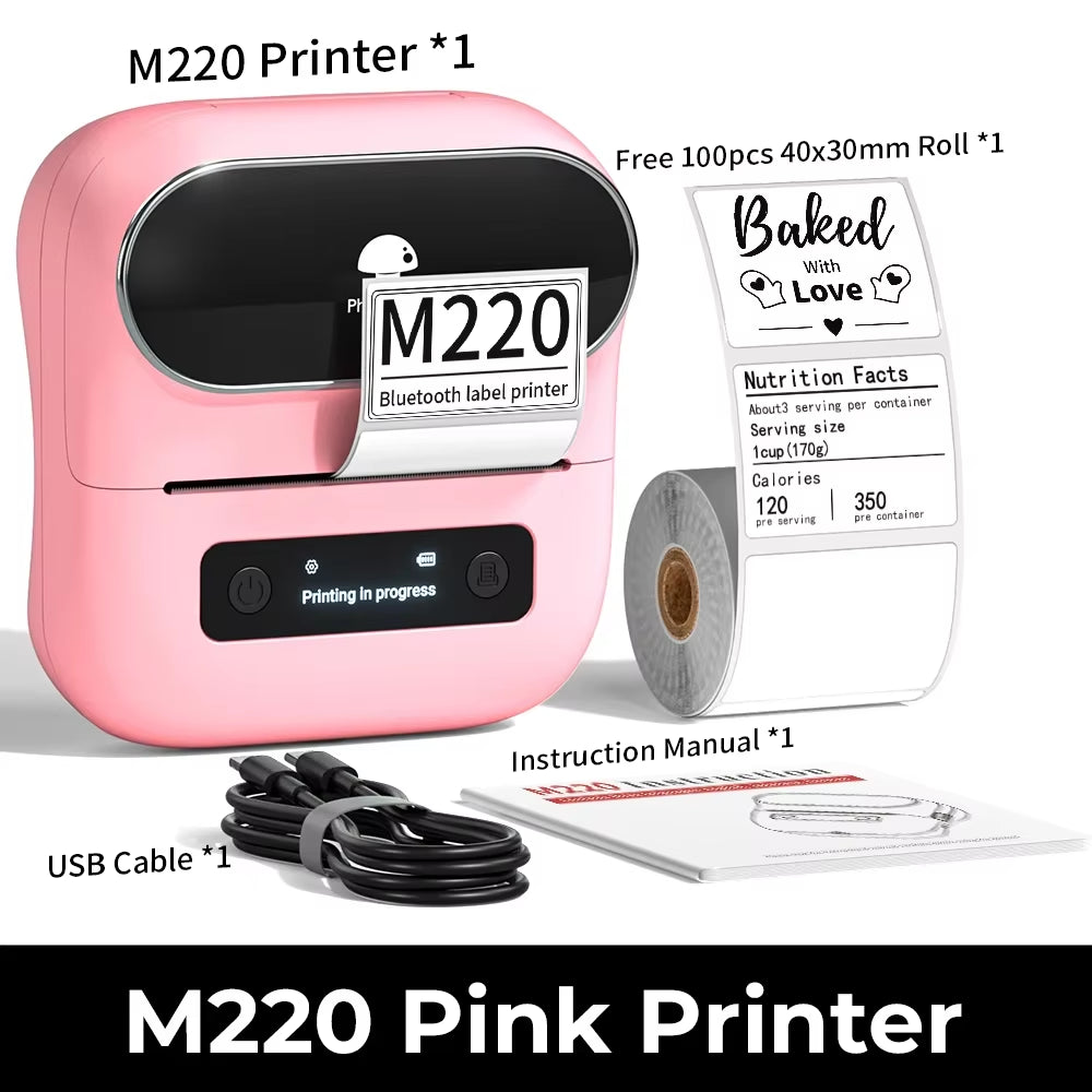 M220 Label Printer 75Mm Thermal Label Maker for Barcode Address Labeling Mailing File Folder Labels for Phone & PC