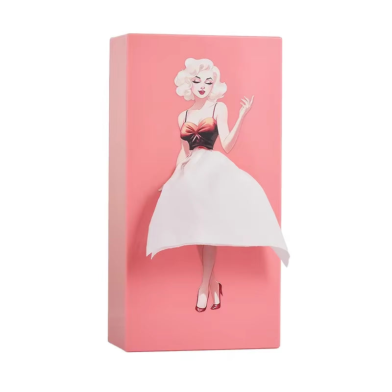 Cartoon Anime Girl Tissue Box Tissue Box Puffy Skirt Girl Face Tissue Box Cute Desktop Decorative Ornaments
