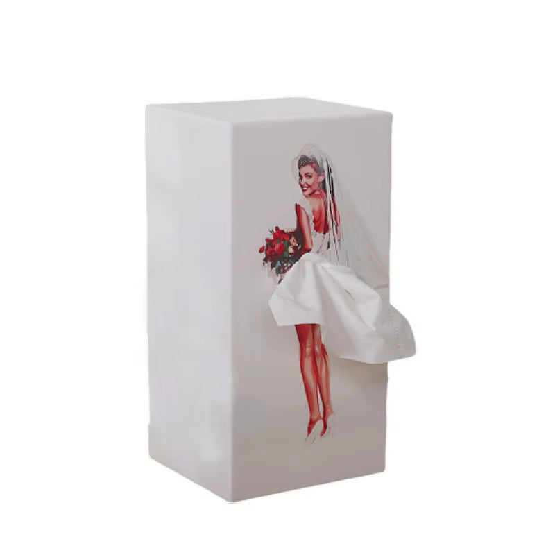 Cartoon Anime Girl Tissue Box Tissue Box Puffy Skirt Girl Face Tissue Box Cute Desktop Decorative Ornaments