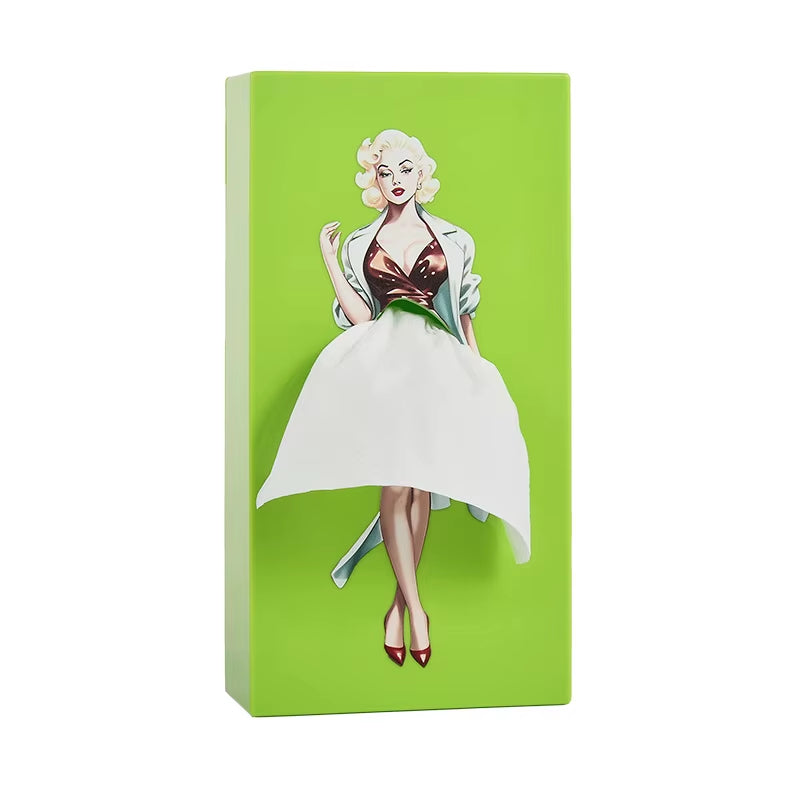 Cartoon Anime Girl Tissue Box Tissue Box Puffy Skirt Girl Face Tissue Box Cute Desktop Decorative Ornaments