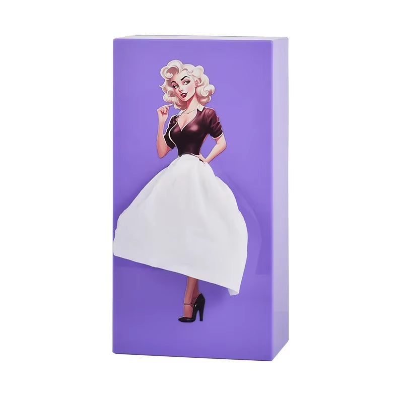 Cartoon Anime Girl Tissue Box Tissue Box Puffy Skirt Girl Face Tissue Box Cute Desktop Decorative Ornaments