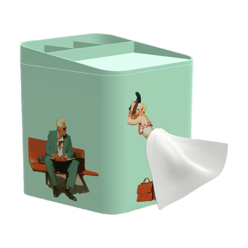Cartoon Anime Girl Tissue Box Tissue Box Puffy Skirt Girl Face Tissue Box Cute Desktop Decorative Ornaments