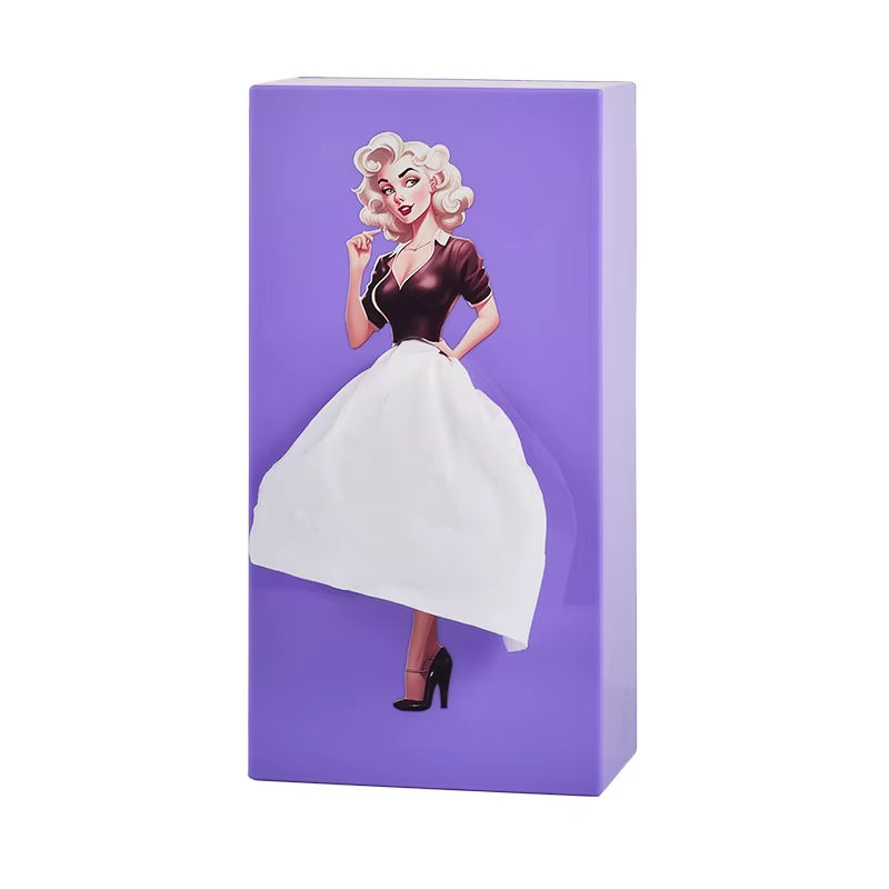 Cartoon Anime Girl Tissue Box Tissue Box Puffy Skirt Girl Face Tissue Box Cute Desktop Decorative Ornaments