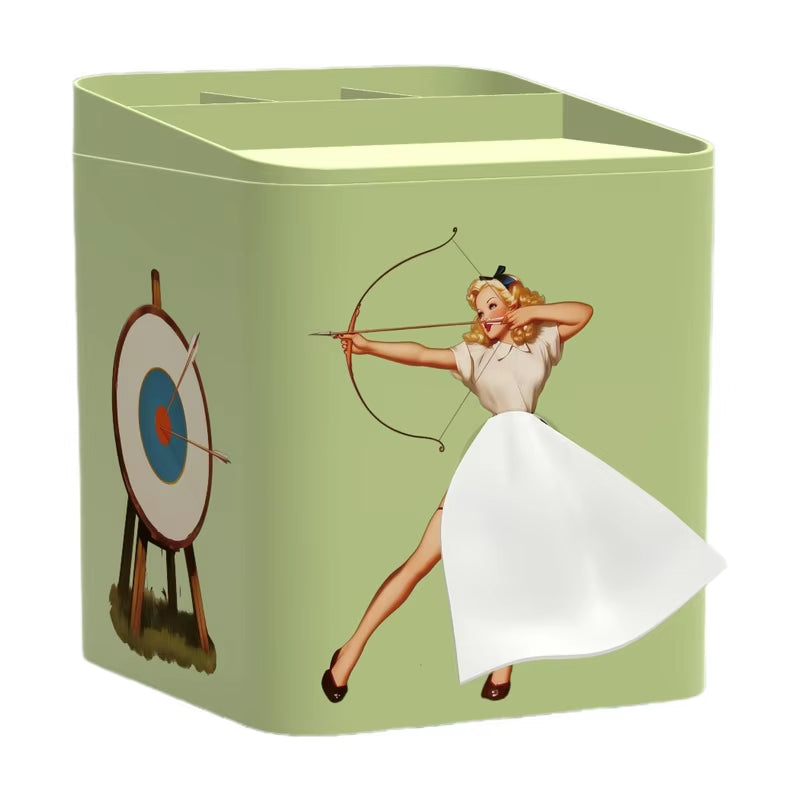 Cartoon Anime Girl Tissue Box Tissue Box Puffy Skirt Girl Face Tissue Box Cute Desktop Decorative Ornaments