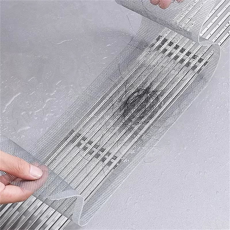 Cuttable Shower Drain Hair Catcher Self-Adhesive Floor Drain Stickers Disposable Mesh Bathroom Kitchen Sink Hair Filter