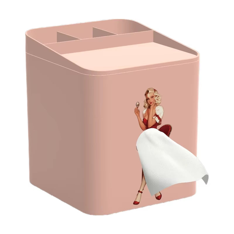 Cartoon Anime Girl Tissue Box Tissue Box Puffy Skirt Girl Face Tissue Box Cute Desktop Decorative Ornaments