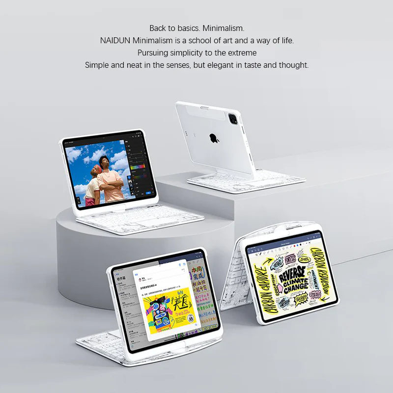 Transparent White Ipad Keyboard Case 360° Transparent Ipad Keyboard