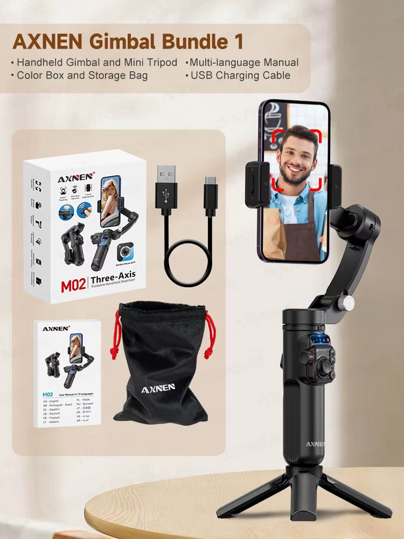 2025  3-Axis Anti-Shake Handheld Gimbal Stabilizer AI Tracking for Iphone Android Mobile Phone Vlog Optional Extension Rod