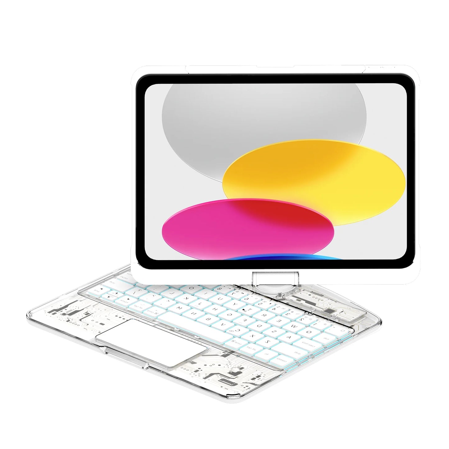 Transparent White Ipad Keyboard Case 360° Transparent Ipad Keyboard
