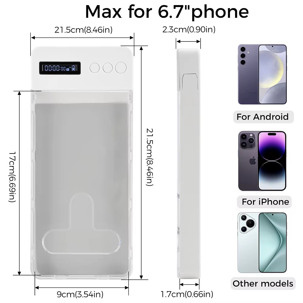 Phone Lock Box Transparent with Timer LCD Display T-Shaped Opening Phone Box Phone Locker Adults Students Self-Discipline Tools